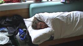Olly kept the windows open to dry Tao's clothes which he just washed, but it's cold up here at Haugastøl, 991m above sea level, so Michael had to keep warm somehow